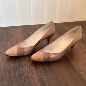 Vintage 80s/90s Tan Leather Twee Hells size 8.5